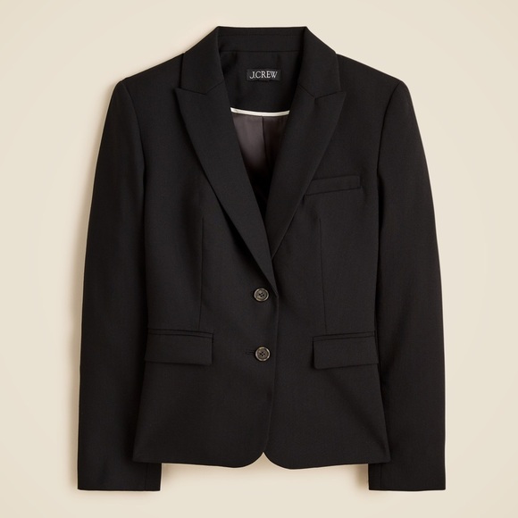 NWT J. Crew Sz 2 Black École Blazer Italian Nova Studio Wool Blend Preppy - Picture 1 of 10